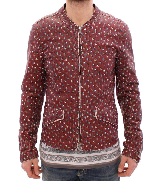 Dolce &amp; Gabbana – Bordeauxfarbener Ledermantel mit Boxer-Print