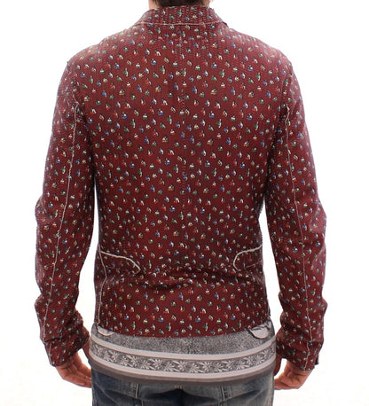 Dolce &amp; Gabbana – Bordeauxfarbener Ledermantel mit Boxer-Print
