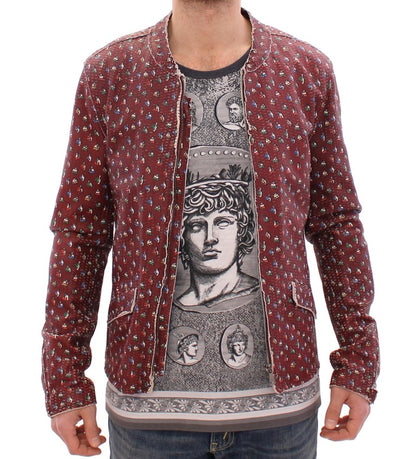 Dolce &amp; Gabbana – Bordeauxfarbener Ledermantel mit Boxer-Print