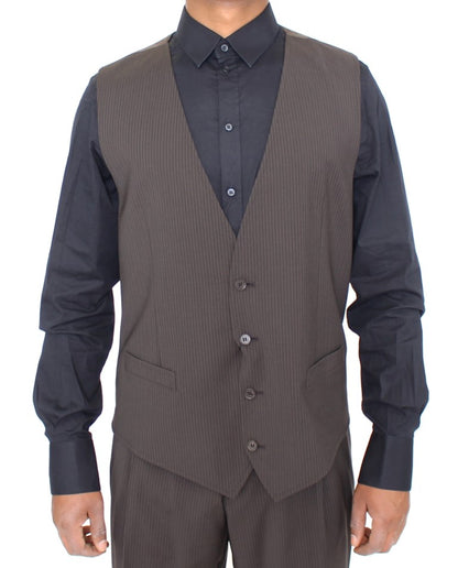 Dolce &amp; Gabbana – Braun gestreifte Stretch-Weste