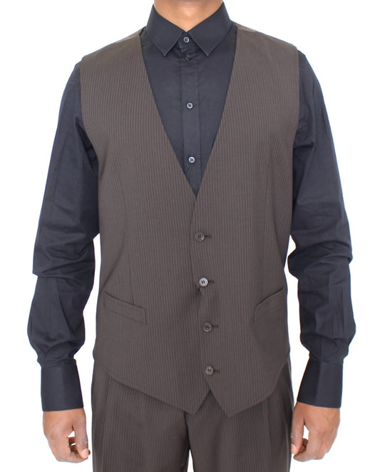 Dolce &amp; Gabbana – Braun gestreifte Stretch-Weste