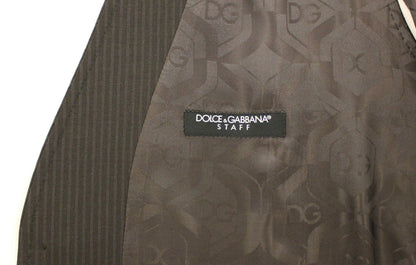 Dolce &amp; Gabbana – Braun gestreifte Stretch-Weste