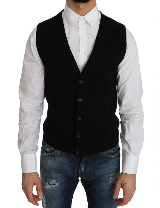Dolce &amp; Gabbana – Schwarze, gewebte Weste aus Baumwolle