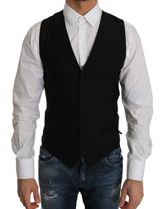 Dolce &amp; Gabbana – Schwarze Weste aus Wolle
