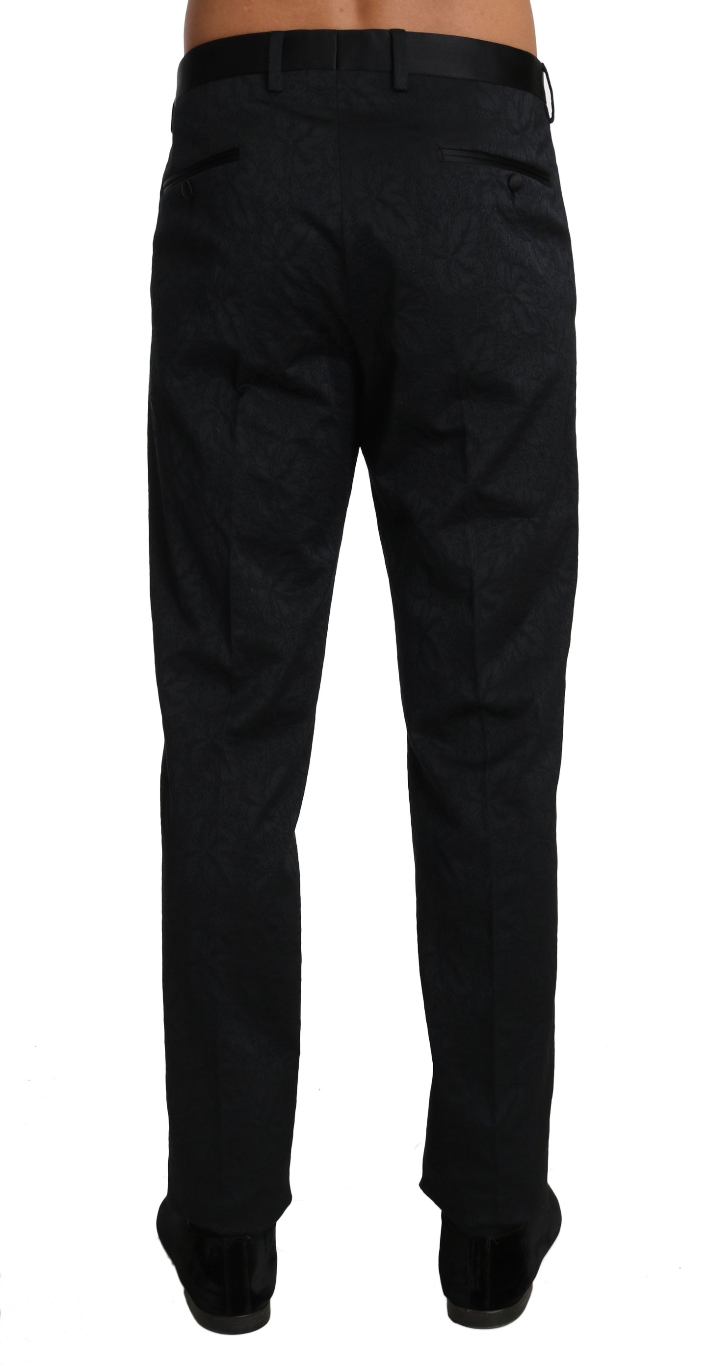 Dolce &amp; Gabbana – Schwarze formelle Hose aus Baumwollbrokat