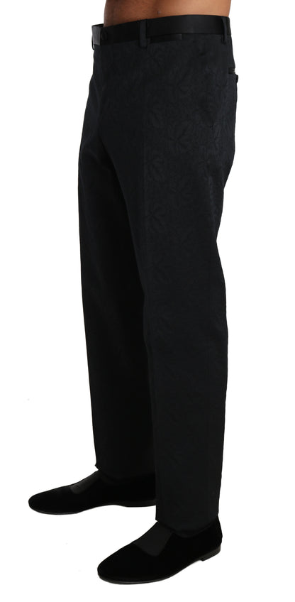Dolce &amp; Gabbana – Schwarze formelle Hose aus Baumwollbrokat