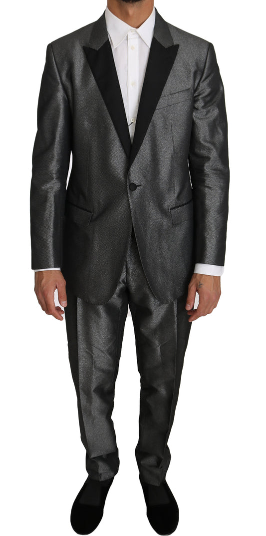 Dolce &amp; Gabbana Grau gemusterter MARTINI 2-teiliger Anzug