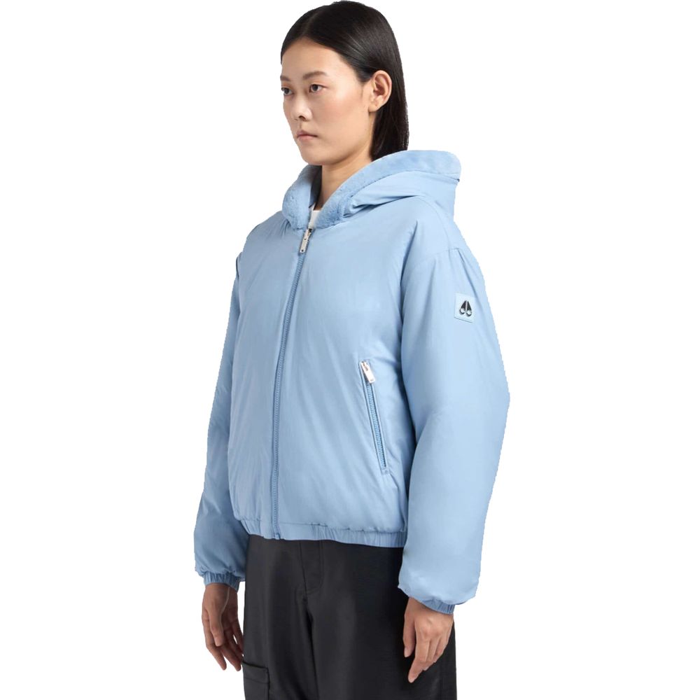 Moose Knuckles Hellblaue Nylon-Damenjacke