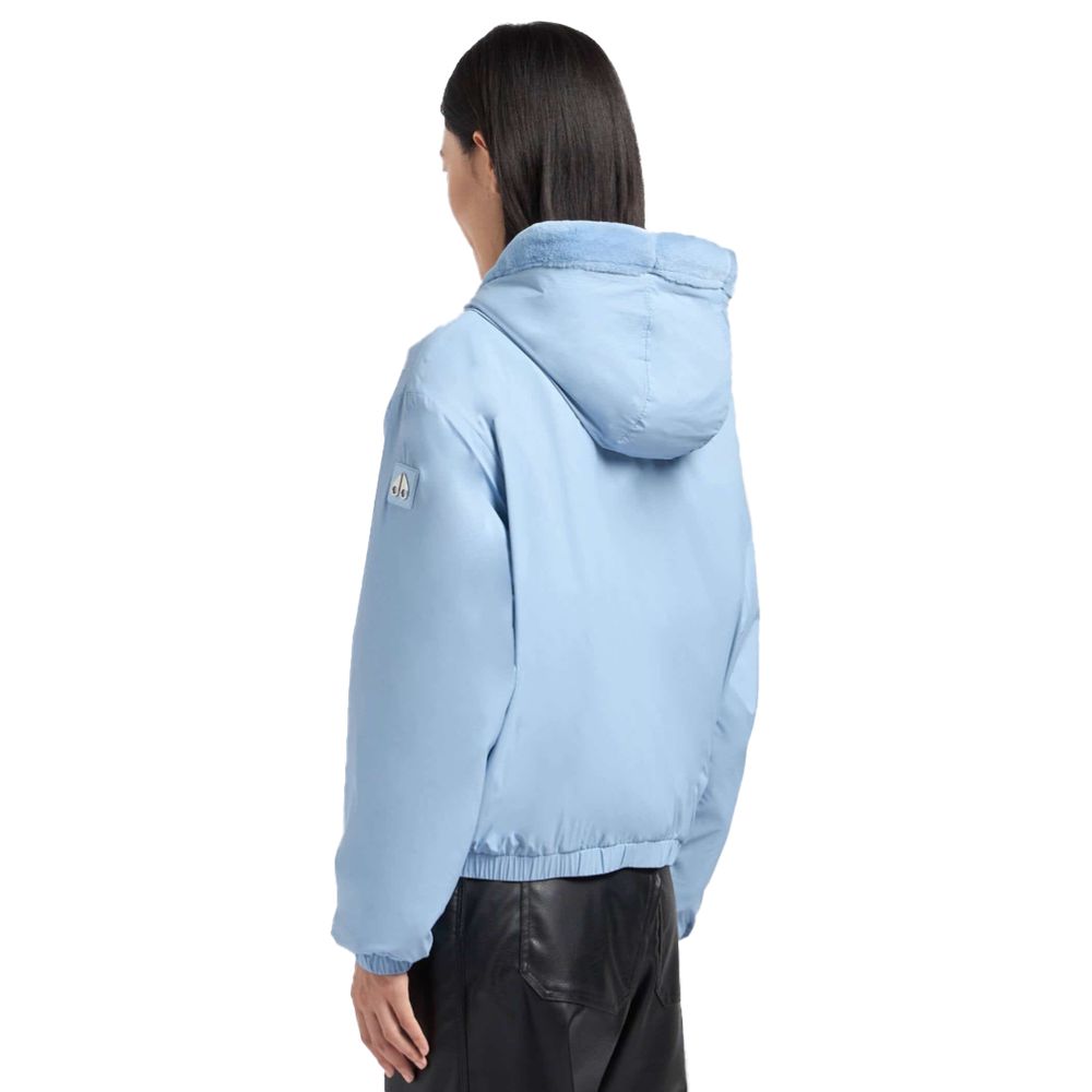 Moose Knuckles Hellblaue Nylon-Damenjacke