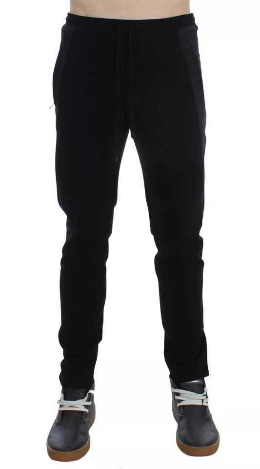 Dolce &amp; Gabbana Black Gray Wool Casual Trousers Stripe Pants