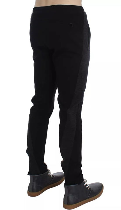 Dolce &amp; Gabbana Schwarz Grau Wolle Casual Hose Streifen Hose