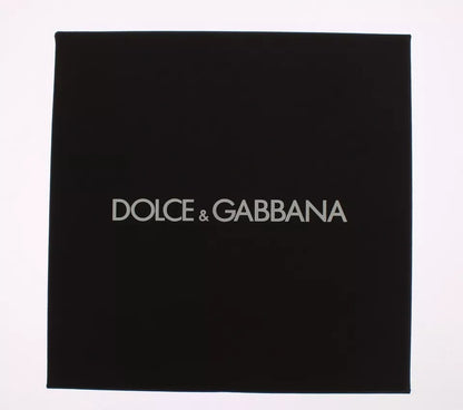 Dolce &amp; Gabbana Brown Gold Raffia Leather Clasp Finder Chain Keyring