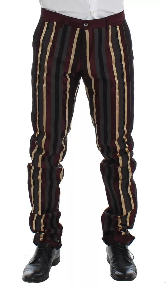 Dolce &amp; Gabbana Multicolor Striped Runway 3 Piece Slim Fit Vest Suit