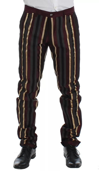 Dolce &amp; Gabbana Multicolor Striped Runway 3 Piece Slim Fit Vest Suit