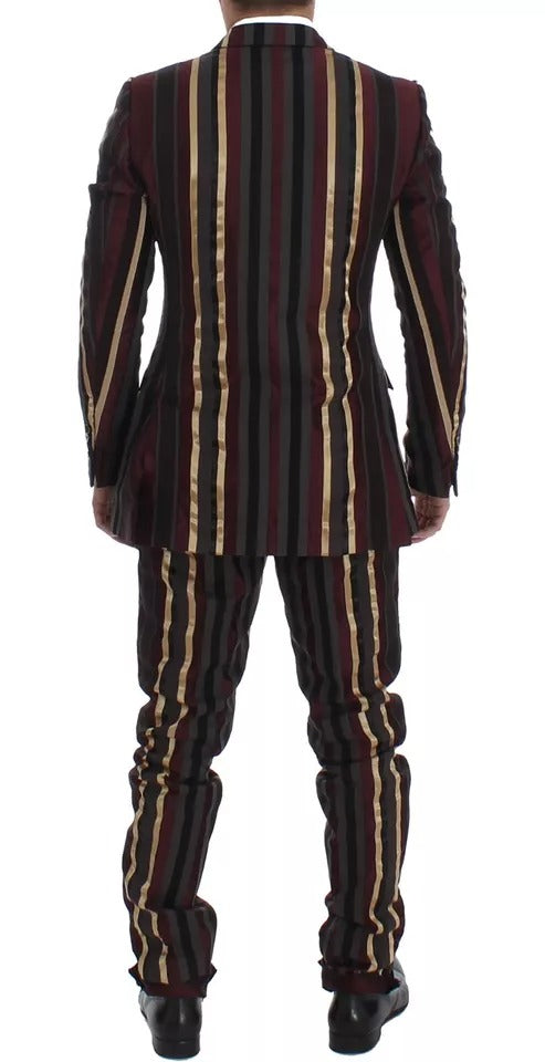 Dolce &amp; Gabbana Multicolor Striped Runway 3 Piece Slim Fit Vest Suit