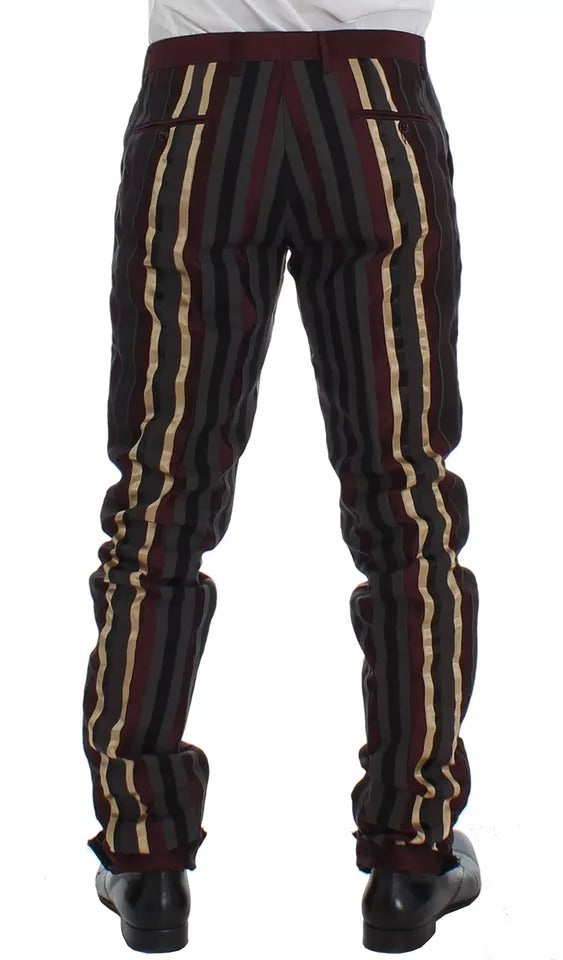 Dolce &amp; Gabbana Multicolor Striped Runway 3 Piece Slim Fit Vest Suit