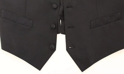 Dolce &amp; Gabbana Schwarzes Woll-Seidenkleid, Weste, Jacke, Weste