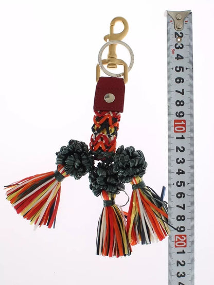 Dolce &amp; Gabbana Multicolor Raffia Leather Clasp Finder Chain Keyring