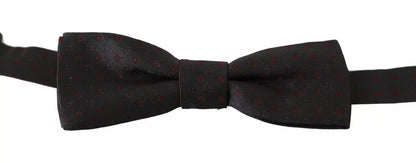 Dolce &amp; Gabbana Gray Dotted Silk Adjustable Neck Bow Tie