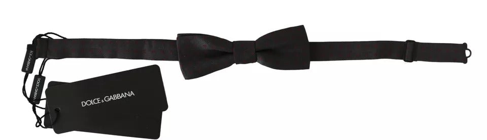 Dolce &amp; Gabbana Gray Dotted Silk Adjustable Neck Bow Tie