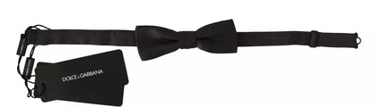 Dolce &amp; Gabbana Gray Dotted Silk Adjustable Neck Bow Tie