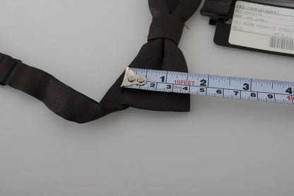 Dolce &amp; Gabbana Gray Dotted Silk Adjustable Neck Bow Tie