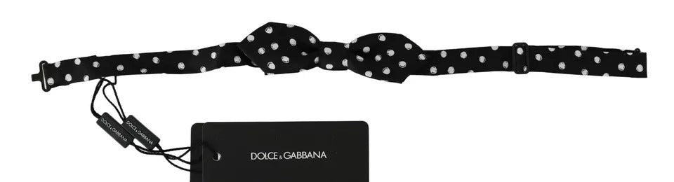 Dolce &amp; Gabbana Black Polka Dots Adjustable Neck Bow Tie