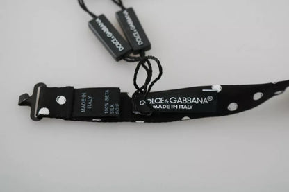 Dolce &amp; Gabbana Black Polka Dots Adjustable Neck Bow Tie