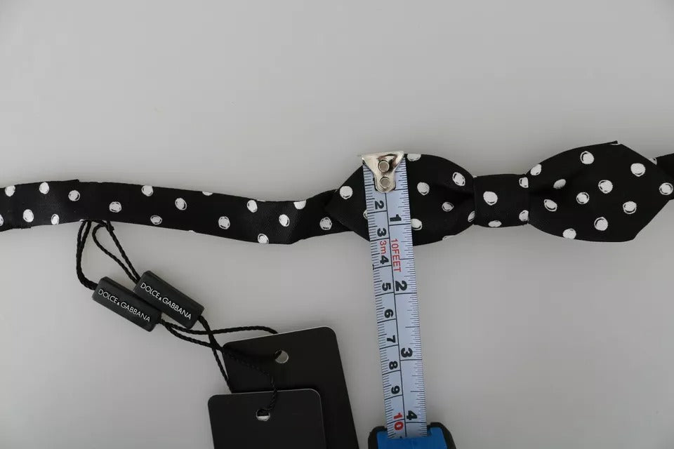 Dolce &amp; Gabbana Black Polka Dots Adjustable Neck Bow Tie