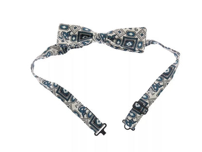 Dolce &amp; Gabbana White Blue Silk Bowtie Leather Belt Gift Box Set