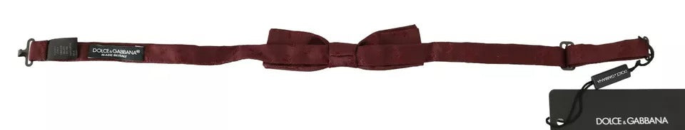 Dolce &amp; Gabbana Bordeaux Silk Floral Faille Adjustable Bow Tie