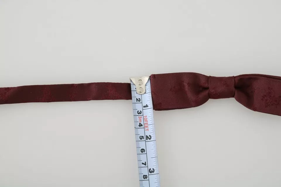 Dolce &amp; Gabbana Bordeaux Silk Floral Faille Adjustable Bow Tie