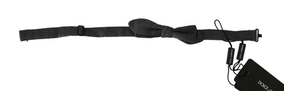 Dolce &amp; Gabbana Gray Silk Patterned Mens Necktie Bow Tie
