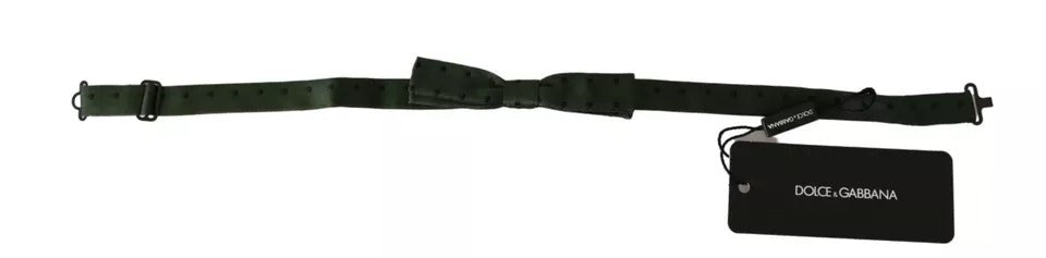 Dolce &amp; Gabbana Green Silk Dotted Mens Necktie Bow Tie