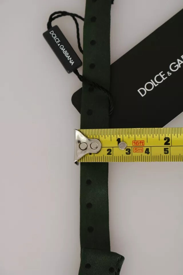 Dolce &amp; Gabbana Green Silk Dotted Mens Necktie Bow Tie