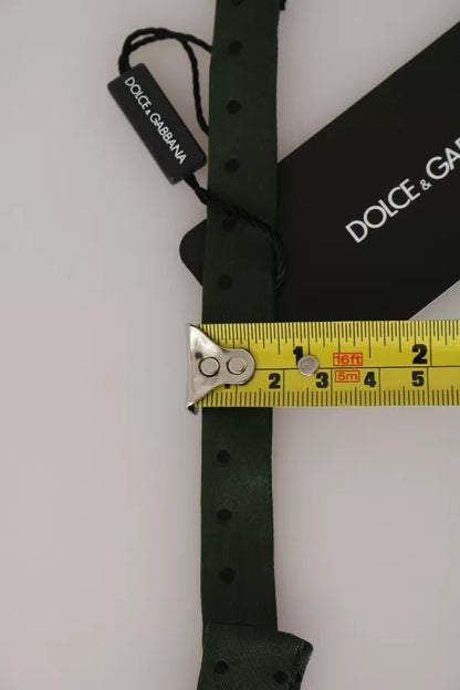 Dolce &amp; Gabbana Green Silk Dotted Mens Necktie Bow Tie