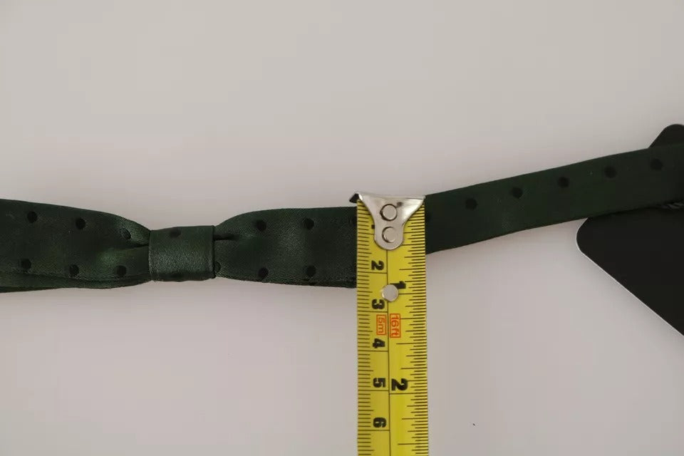 Dolce &amp; Gabbana Green Silk Dotted Mens Necktie Bow Tie