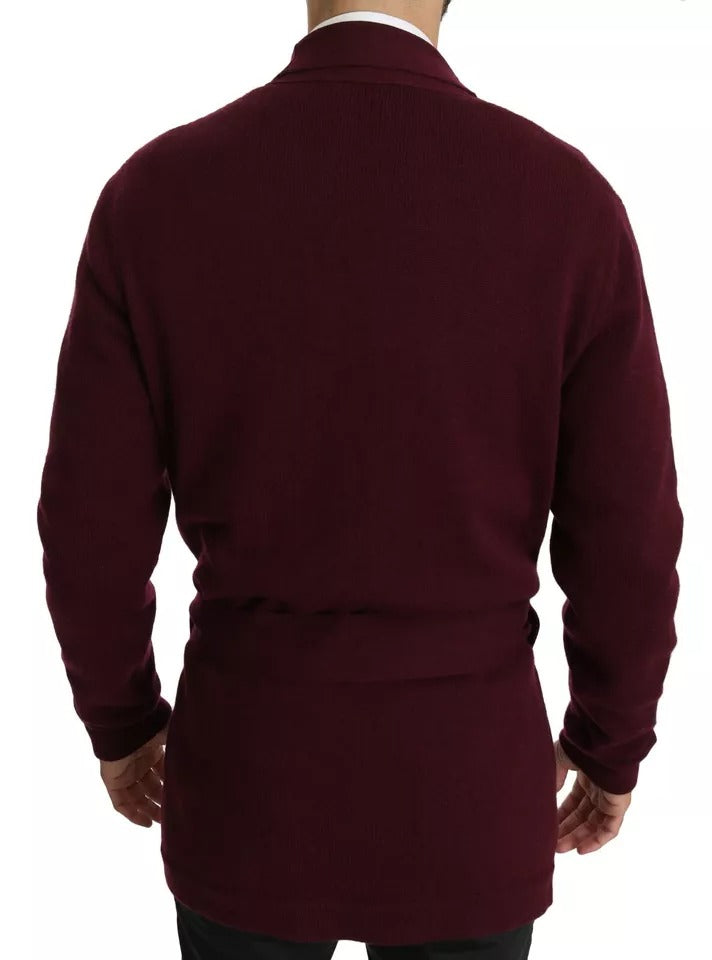 Dolce &amp; Gabbana Bordeauxfarbener Cardigan-Pullover aus Kaschmir mit Krone