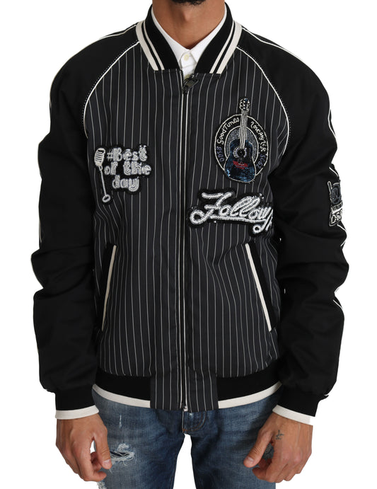 Dolce &amp; Gabbana Schwarze Jacke mit Pailletten und Perlen, DD58 SG62