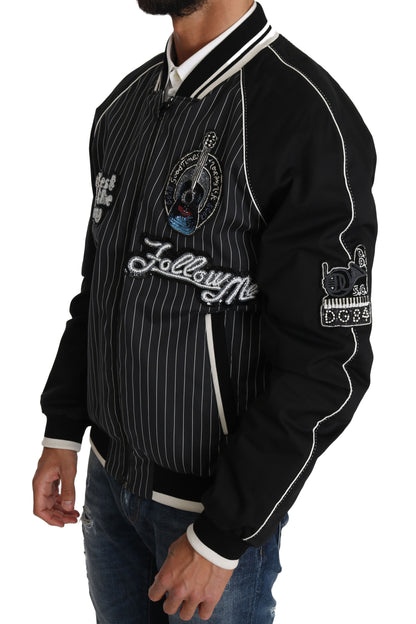 Dolce &amp; Gabbana Schwarze Jacke mit Pailletten und Perlen, DD58 SG62