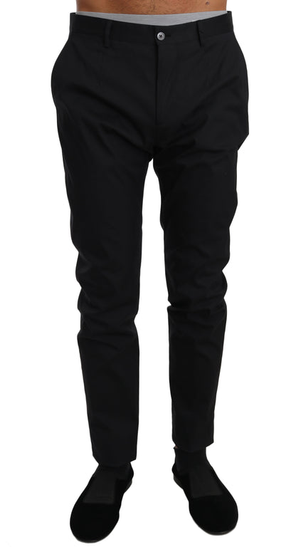 Dolce &amp; Gabbana – Schwarze, formelle Hose aus Baumwollstretch