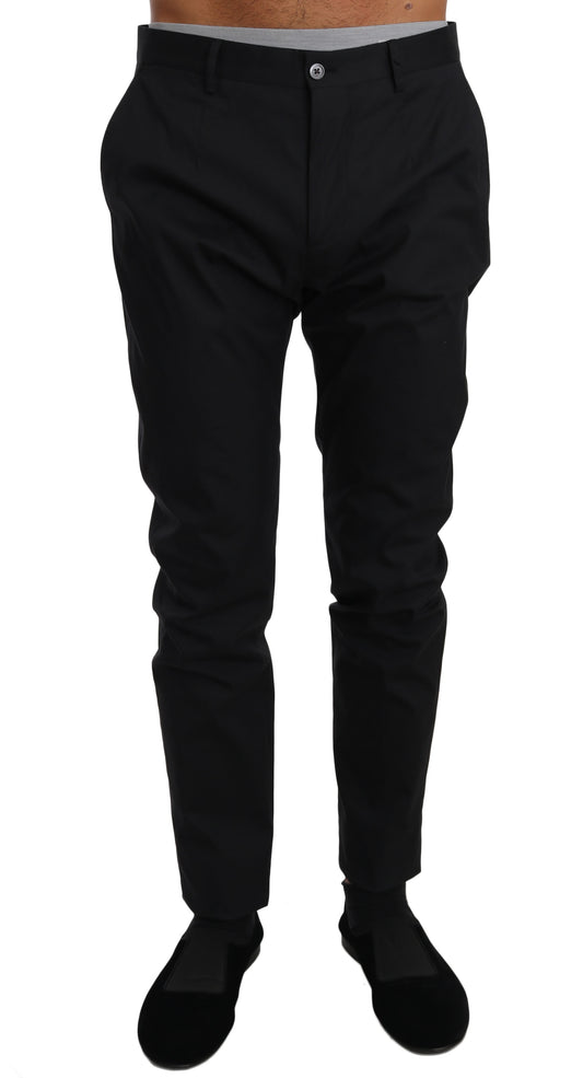Dolce &amp; Gabbana – Schwarze, formelle Hose aus Baumwollstretch