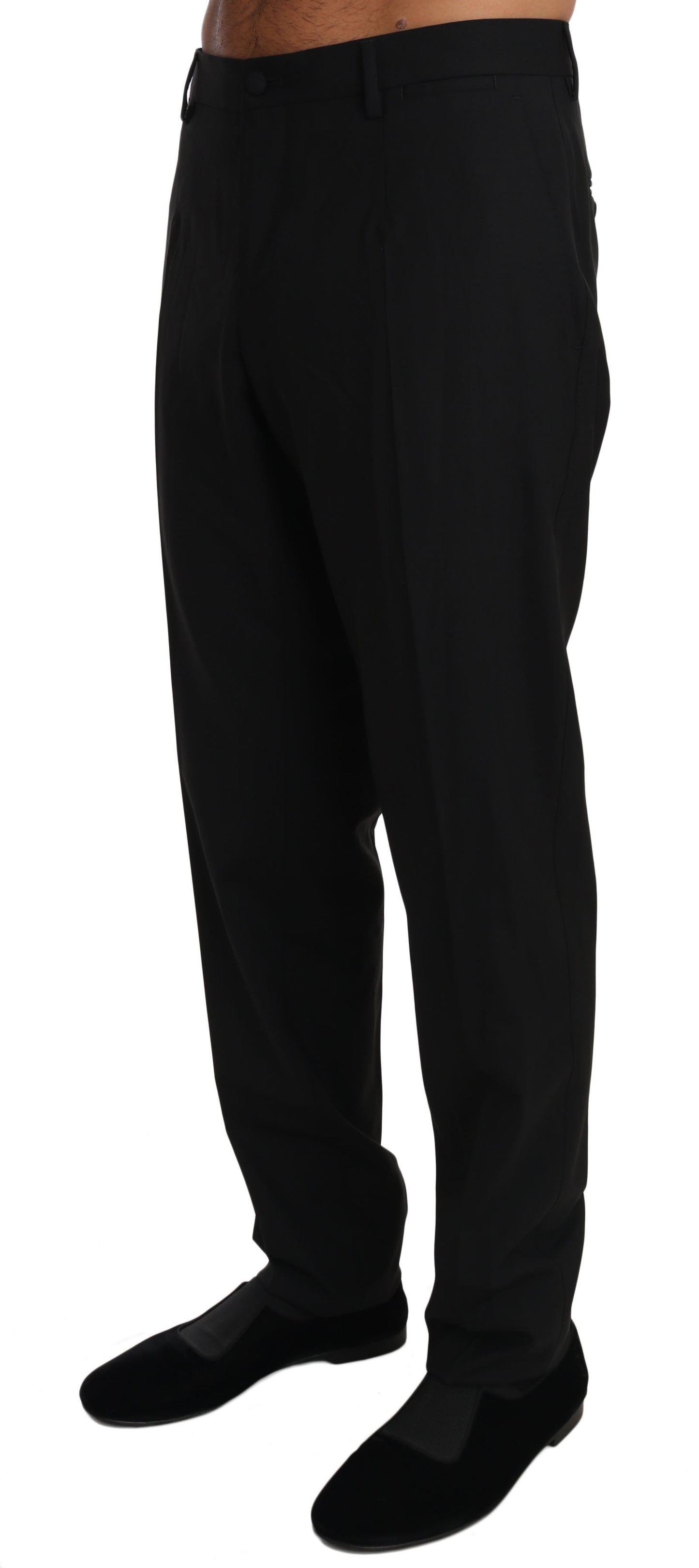 Dolce &amp; Gabbana Schwarze Stretch-Anzughose aus Wolle