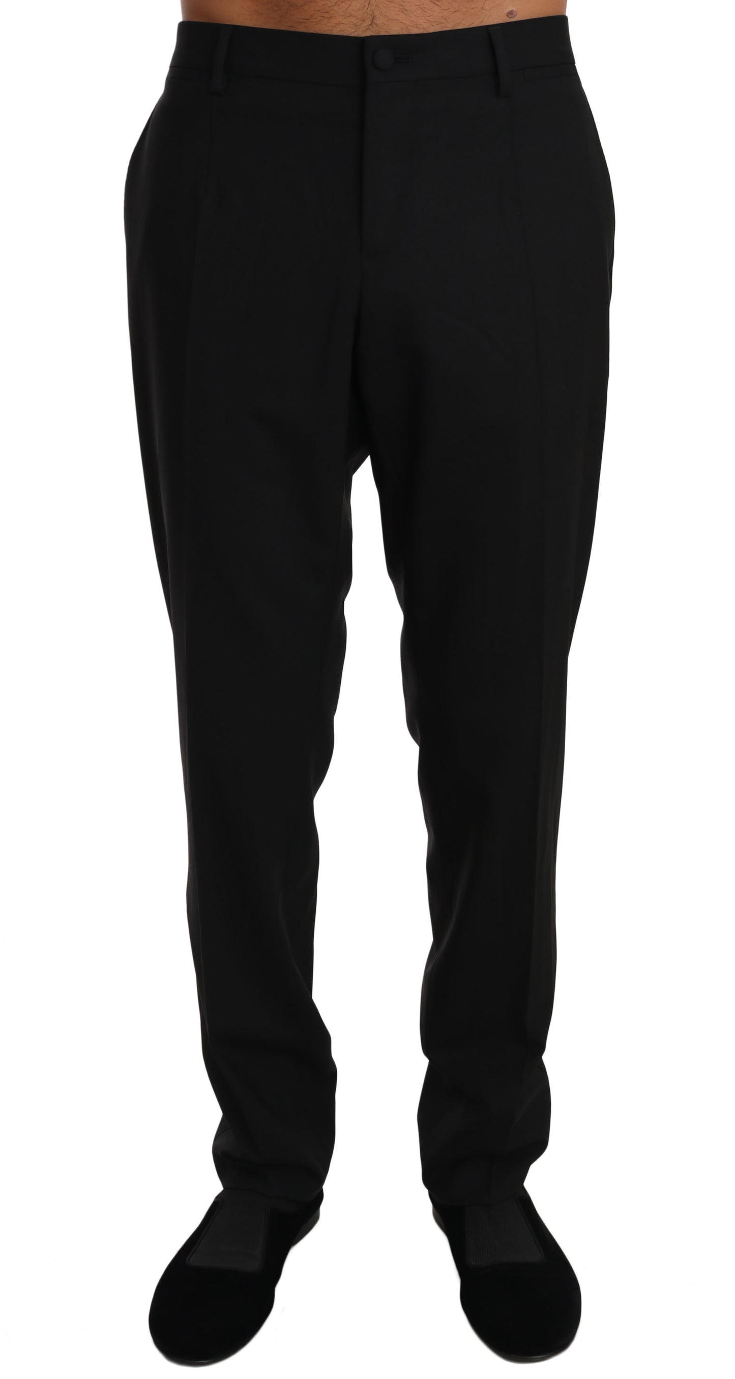 Dolce &amp; Gabbana Schwarze Stretch-Anzughose aus Wolle