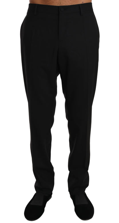 Dolce &amp; Gabbana Schwarze Stretch-Anzughose aus Wolle