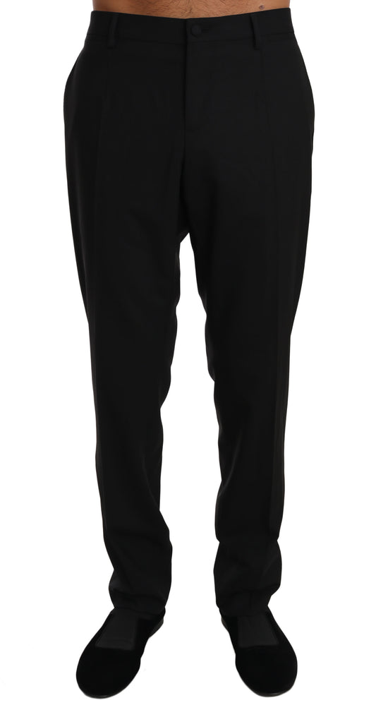 Dolce &amp; Gabbana Schwarze Stretch-Anzughose aus Wolle