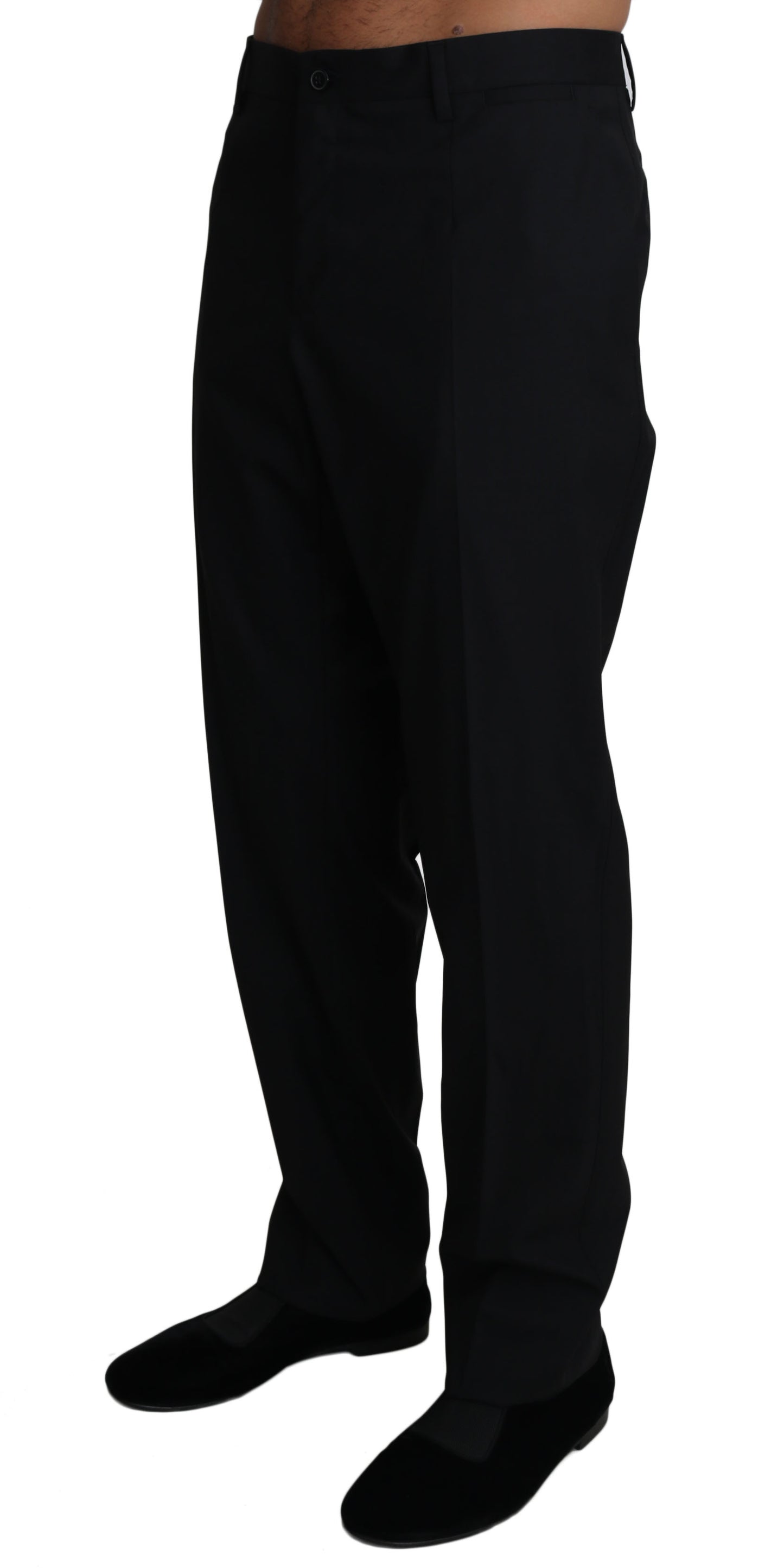 Dolce &amp; Gabbana Schwarze Stretch-Anzughose aus Wolle