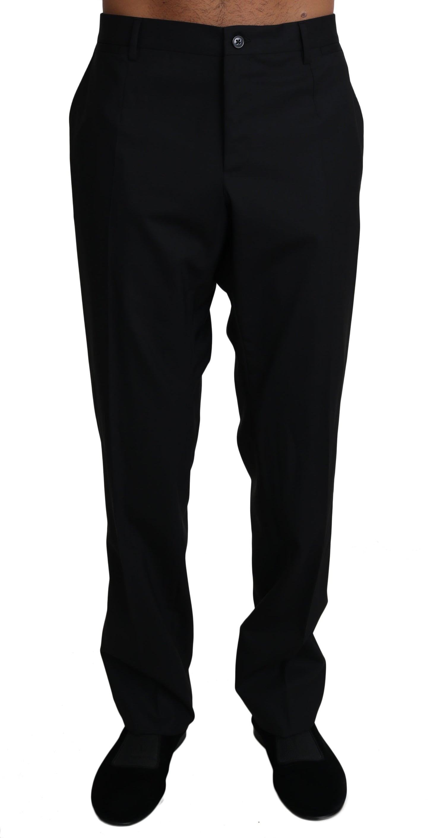 Dolce &amp; Gabbana Schwarze Stretch-Anzughose aus Wolle