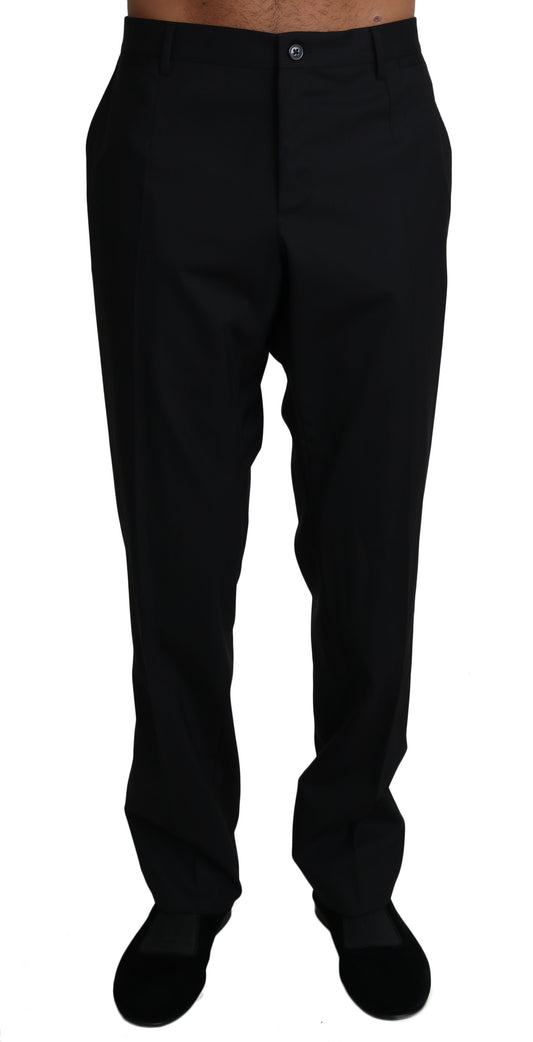 Dolce &amp; Gabbana Schwarze Stretch-Anzughose aus Wolle