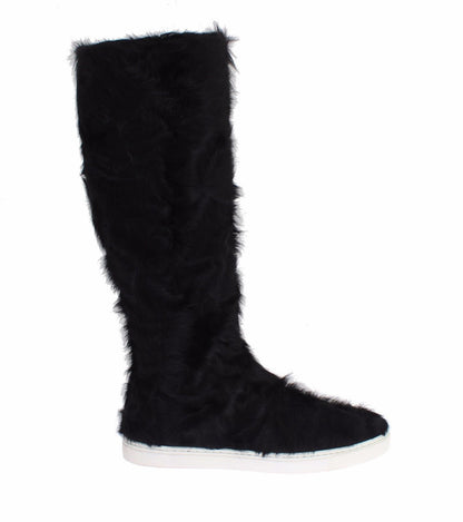 Dolce &amp; Gabbana Schwarze Xiangao-Lederstiefel aus Lammfell